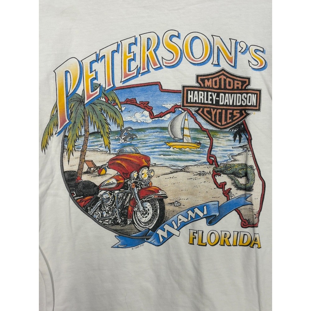 Harley‎ Davidson Shirt Mens White Petersons Miami Florida Graphic Medium Tourist